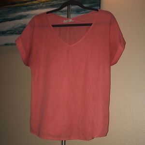 Semi-sheer V-neck blouse